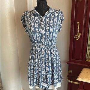 Blue Patterned Midi Dress